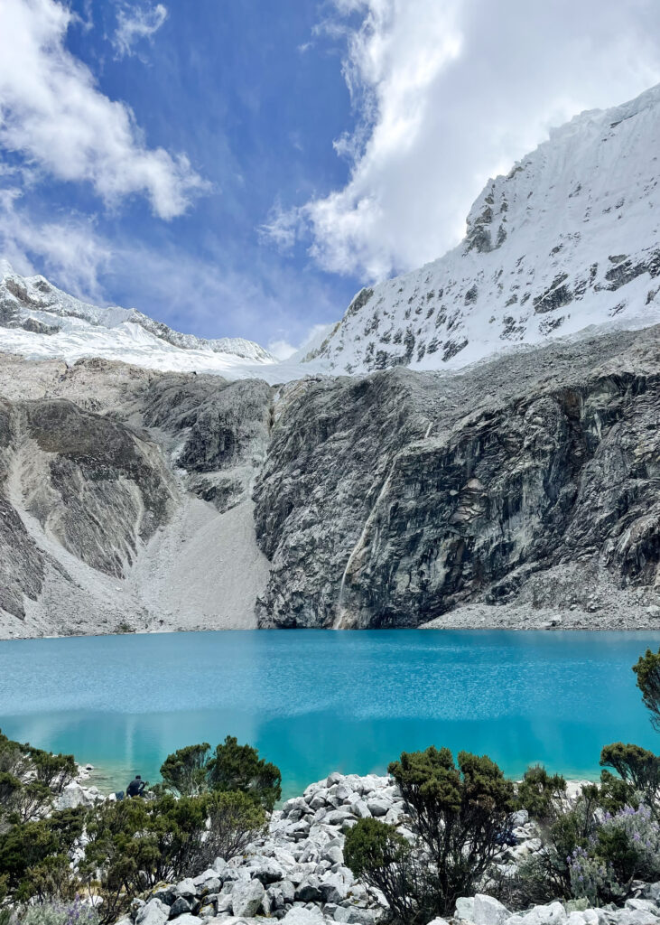 Laguna 69. A stunning crystal blue lake framed by snowcapped mountains.