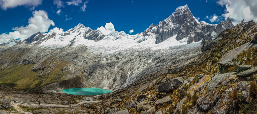 Scenic panoramatic view from Punta Union, the highest poit of Santa Cruz trek