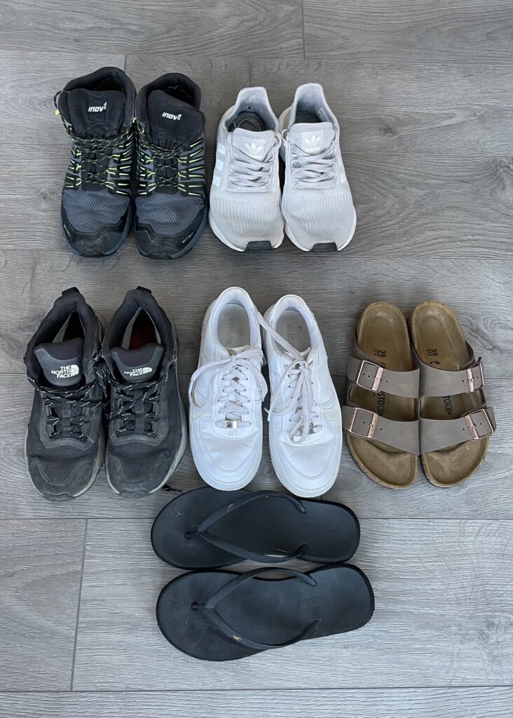 Megan and Dans hiking boots, trainers and camp shoes 