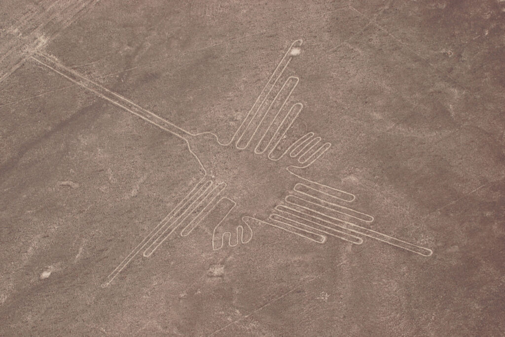 The Nazca Lines from above resembling a bird. 